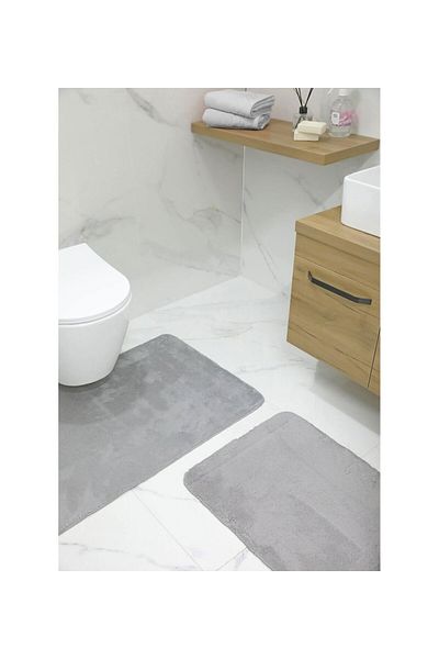 devigo Σετ 2 βελούδινα πατάκια μπάνιου και καθίσματα τουαλέτας - Αντιολισθητικό
