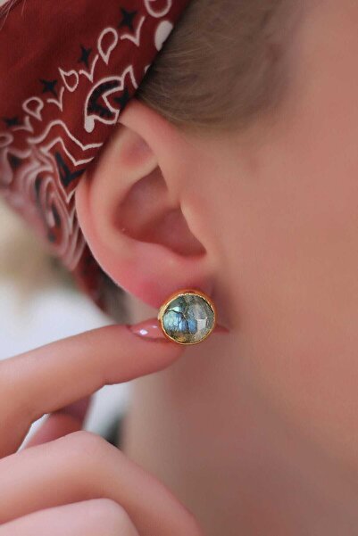 Feyz Tasarım Labradorite Altın Kaplama Damla Küpe