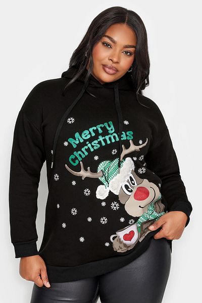 Stil Diva Christmas Themed Printed Hooded Long Sleeve Sweatshirt - Large Size302760