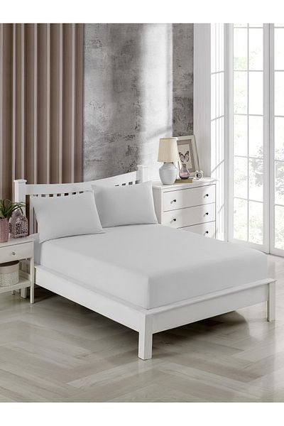 FAVORİST Light Gray Single Elastic Sheet Set - 100x200, 1 Pillow Case Included