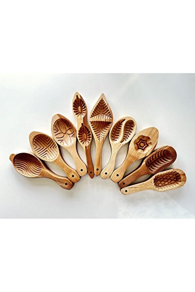 Ahşapdeluxe Kerebiç/Kömbe/Kurabiye Kalıbı 9'lu Set (Yeni Tasarım)- Bal Kaşığı...