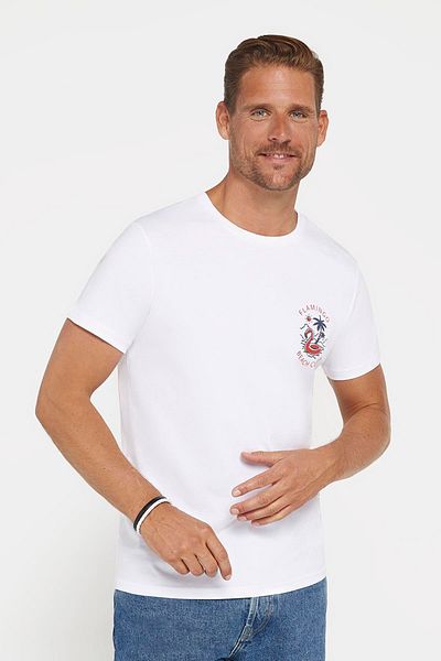Tudors Λευκό T-Shirt με λαιμόκοψη - 100% βαμβάκι, απαλή υφή, στάμπα και λεπτή εφαρμογή