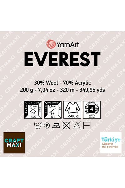 Yarnart Everest - Μαρμάρινο Χέρι Πλεκτό Νήμα Ebruli-7043
