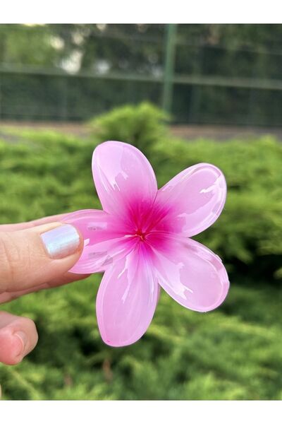 ByMerve Bym384 - Cataramă mare cu model de flori roz de hibiscus