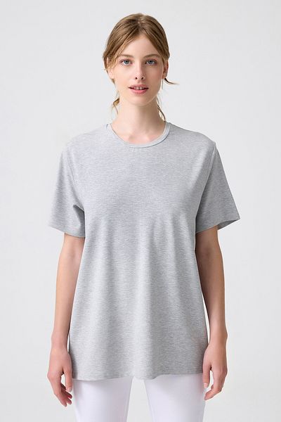 Los Ojos Tricou Melodi Gri Oversize Boyfriend - Melange Fit