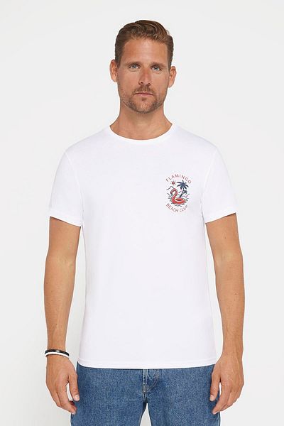 Tudors Λευκό T-Shirt με λαιμόκοψη - 100% βαμβάκι, απαλή υφή, στάμπα και λεπτή εφαρμογή
