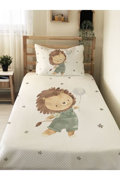 Evmila Lion Patterned, Printed Single and Children's Pique Set