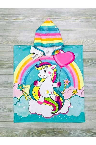 hira kids collection Unicorn Printed Children's Poncho Beach Towel