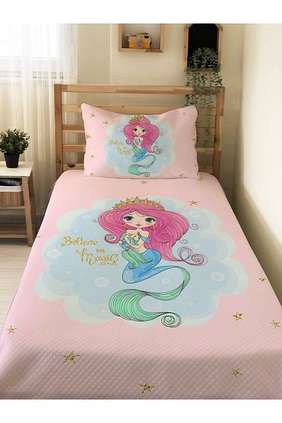 Evmila Mermaid Patterned, Printed Single and Children's Pique Set
