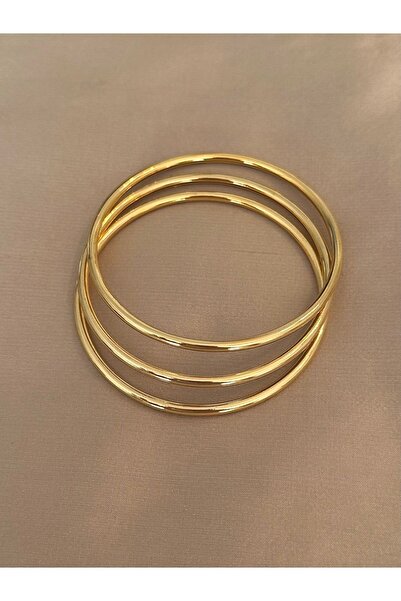 emy by emel luxury silver jewelry Çelik 3' Lü Ajda Bilezik Altın Kaplama
