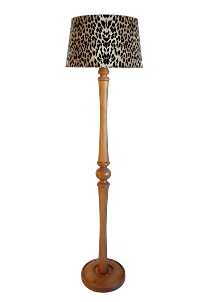 Lambada Torna Ayaklı El Yapımı Masif Lambader (leopar -açık Ceviz)