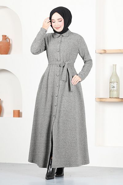 ModaMerve غطاء رمادي بأزرار - MSL4025