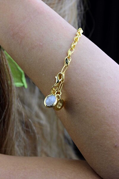 Feyz Tasarım Ay Taşı Özel Tasarım Gümüş Arpa Bileklik