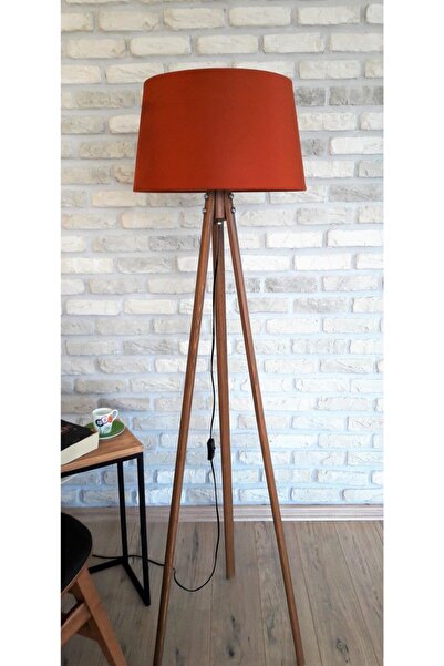 Lambada Antik Serisi 3 Ayaklı Lambader ( Turuncu/ Açık Ceviz Masif Ayak)