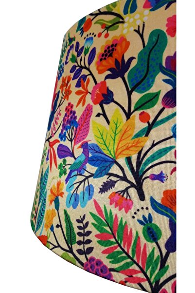 Lambada Torna Ayaklı El Yapımı Masif Lambader (Bahar Desen- Siyah Ayak)