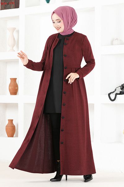 ModaMerve Claret Red Buttoned Cap - Msl8004