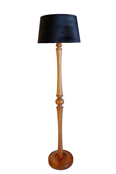 Lambada Beta Serisi Torna Ayaklı Masif Lambader ( Siyah / Açık Ceviz)