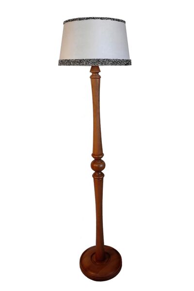 Lambada Torna Ayaklı,taş Aksesuarlı,el Yapımı Masif Lambader ( Kemik /açık Ce...