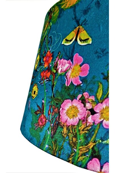 Lambada Mavi Açık Ceviz Ayak Torna Ayaklı El Yapımı Masif Lambader