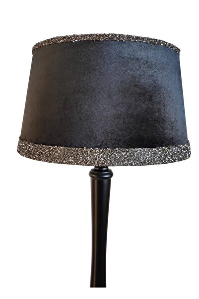 Lambada Torna Ayaklı,taş Aksesuarlı,el Yapımı Masif Lambader ( Siyah / Siyah)