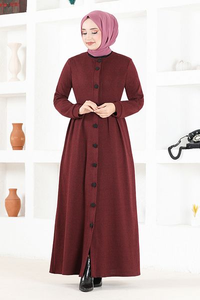 ModaMerve Claret Red Buttoned Cap - Msl8004