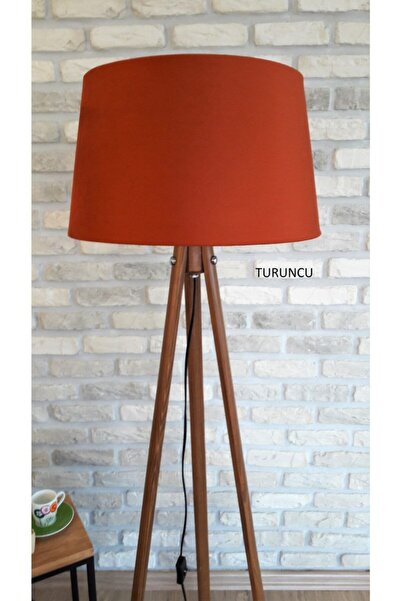 Lambada Antik Serisi 3 Ayaklı Lambader ( Turuncu/ Açık Ceviz Masif Ayak)