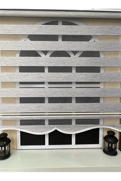 KORUTEKS Zebra Roller Gray Sliced Skirt - Curtain Z-Kt400V04