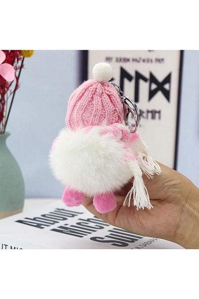 NB market Baby Fluffy with Pink Mini Glasses - 10cm Furry Keychain