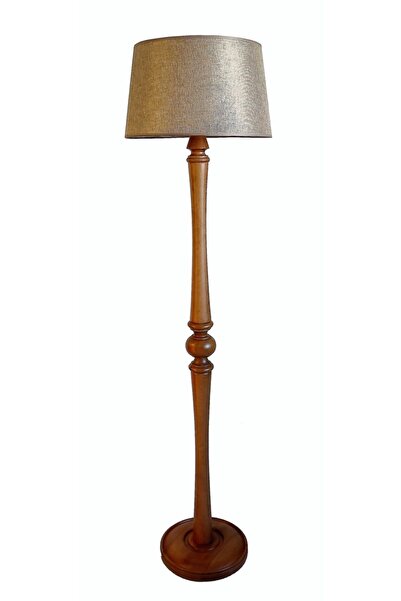 Lambada Torna Ayaklı Masif Lambader ( Bej Keten/ Açık Ceviz )