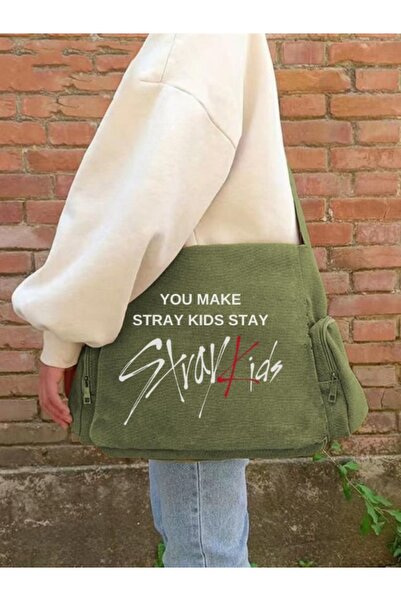 Toum Stray Kids Printed Unisex Khaki Messenger Bag - Σειρά Kpop