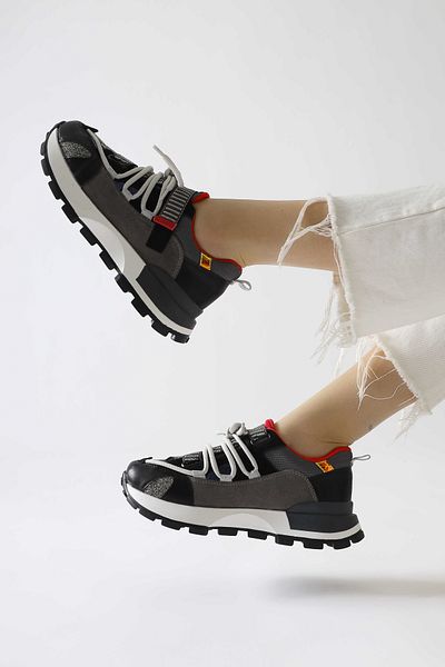 Limoya Pantofi de damă Nely Black Asimetric cu șireturi, pantofi sport pentru femei