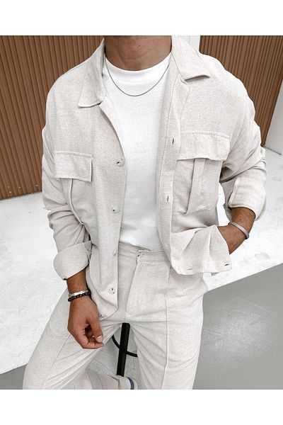 King Brothers Ленена риза Oversize - 100% памук, с джоб