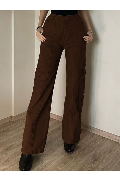 Touz Moda Παντελόνι Cargo σε σκούρο καφέ χρώμα Y2k