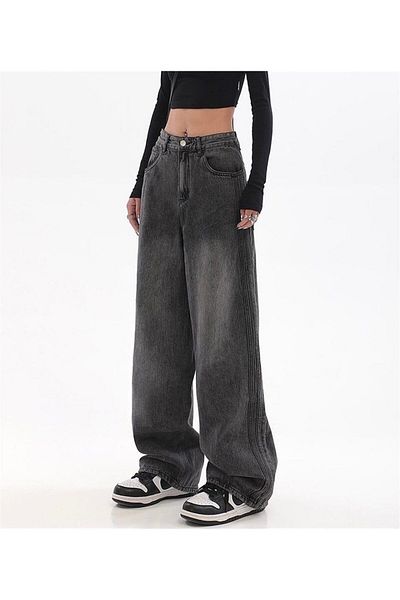 Touz Moda Blugi largi spălați negri