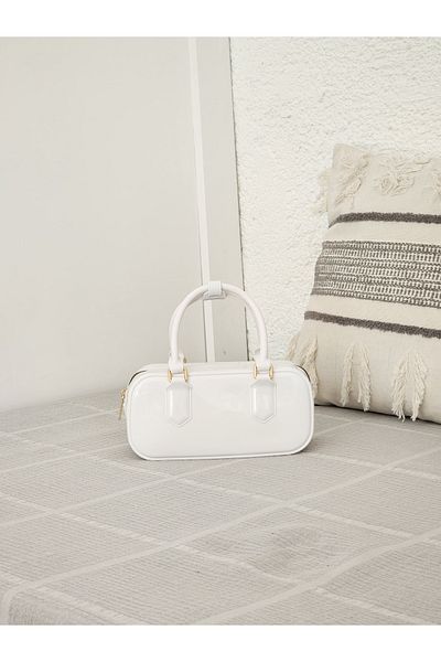Moom Bag Geantă de damă din silicon alb - mânere duble, curea, geantă de mână și de umăr