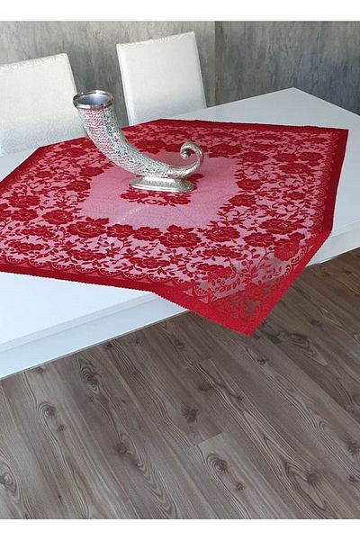 WENESSİ ROSE PATTERN KNITTED SCARF CLOTH Red