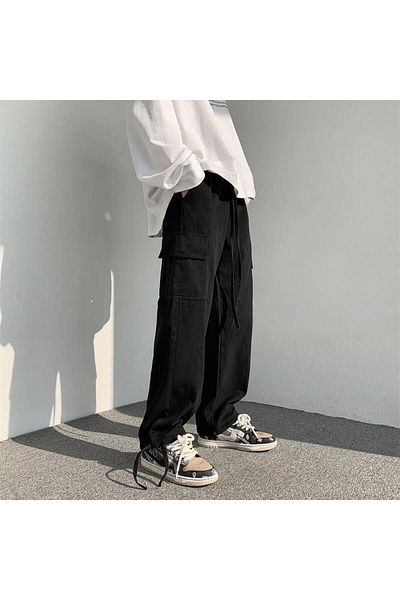 Touz Moda Harajuku Unisex Black Cargo Pocket Pants