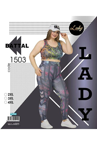 NightLove Plus Size Crop Fitness Leggings and Sports Set - Lady