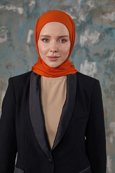 Differenza Şal din bumbac pieptănat de culoare cărămidă