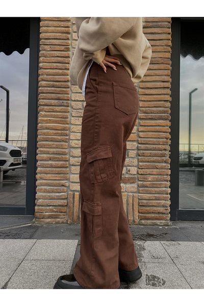 Touz Moda Παντελόνι Cargo σε καφέ χρώμα Y2K