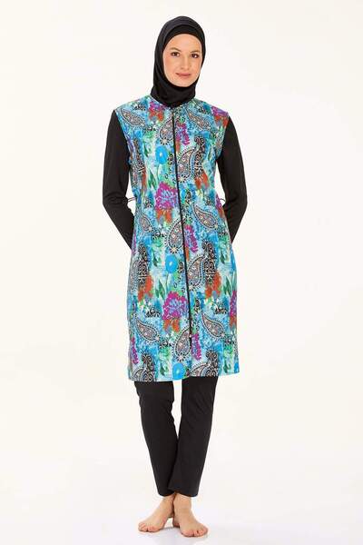 MEBA Rozamay Μαύρο Χρώμα Μακρυμάνικο Μαγιό Hijab με φερμουάρ 9260