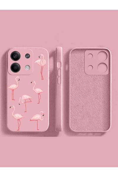 Merwish غطاء حماية من السيليكون لهاتف Xiaomi Redmi Note 13Pro 4G متوافق مع نمط فلامنغو من الداخل باللون الوردي