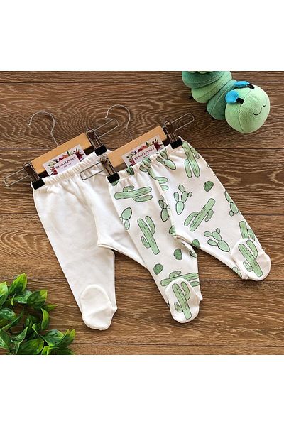 Renkli Puset Organic Cotton 2-Piece Baby Pajama Bottom Set Cactus