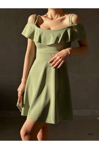 Esinty Rochie de seară din crepon pentru absolvire - Detaliu de gât agățat (C...