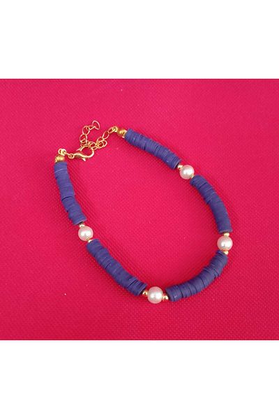 Bulut Bijuteri Aksesuar Pearl Detailed Sequin Beaded Anklet