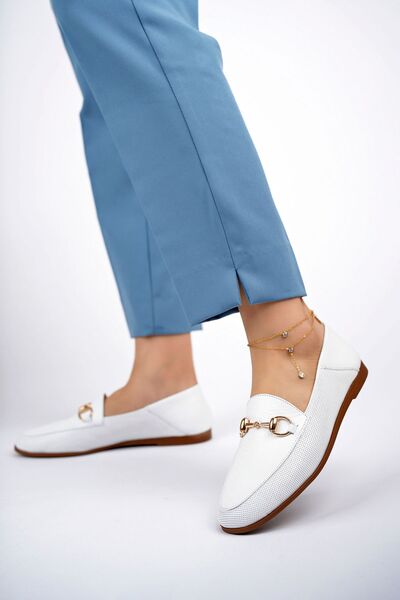 Deripabuc Genuine Leather White Print Women's Casual Shoes Pcc-f03