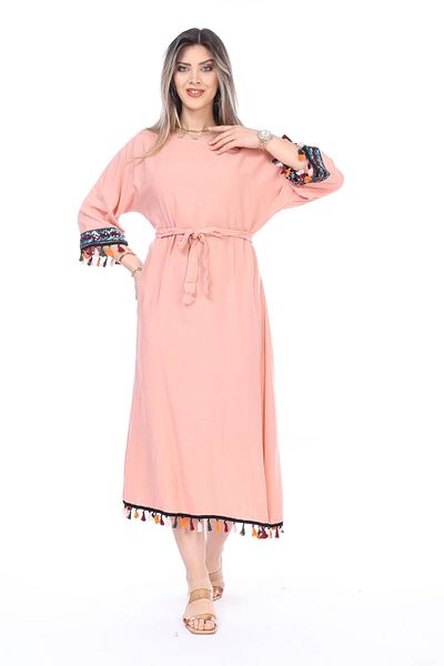 mervemoda Γυναικείο καλοκαιρινό midi φόρεμα με μανίκια τριών τετάρτων