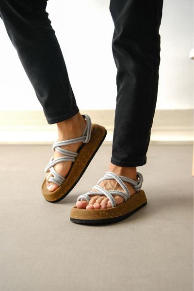 BPM Men's Gray Daily Sandals - BA0343 Bodrum Rope