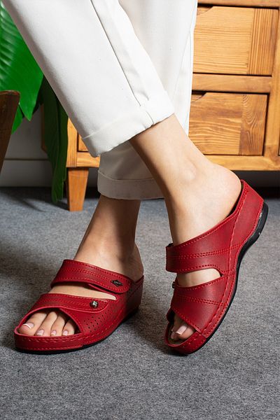AlbiShoes Femei - Papuci de zi cu zi anatomici cu toc ușor și talpă moale de 4,5 cm