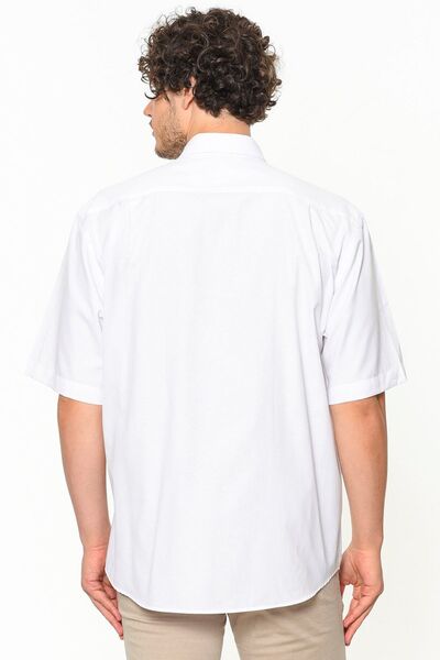 Varetta Ανδρικό λευκό βαμβακερό κοντομάνικο πουκάμισο με κουμπιά πέτο με τσέπη κλασική εφαρμογή